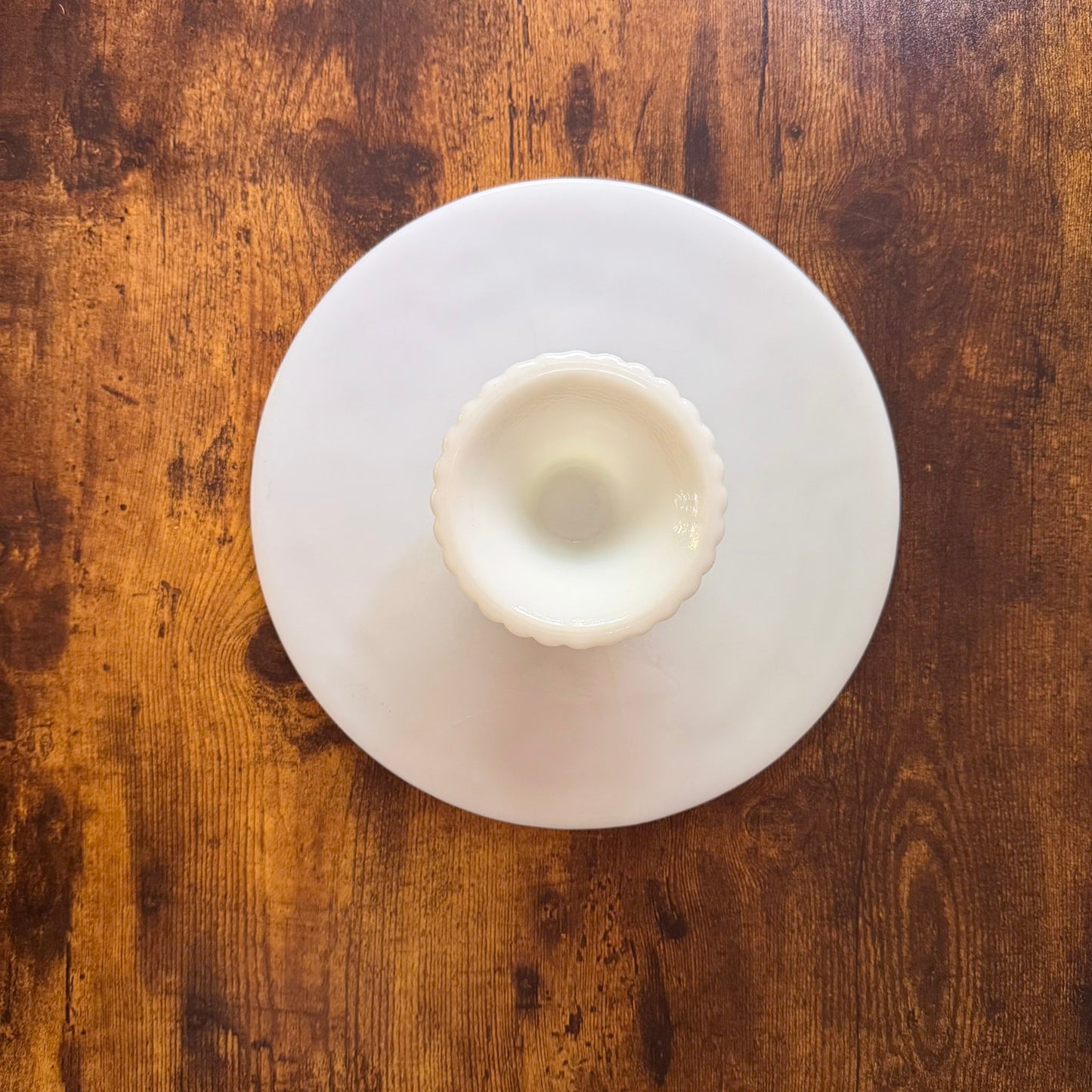 Vintage Milk Glass Cake Stand | Paneled Pedestal | Anchor Hocking