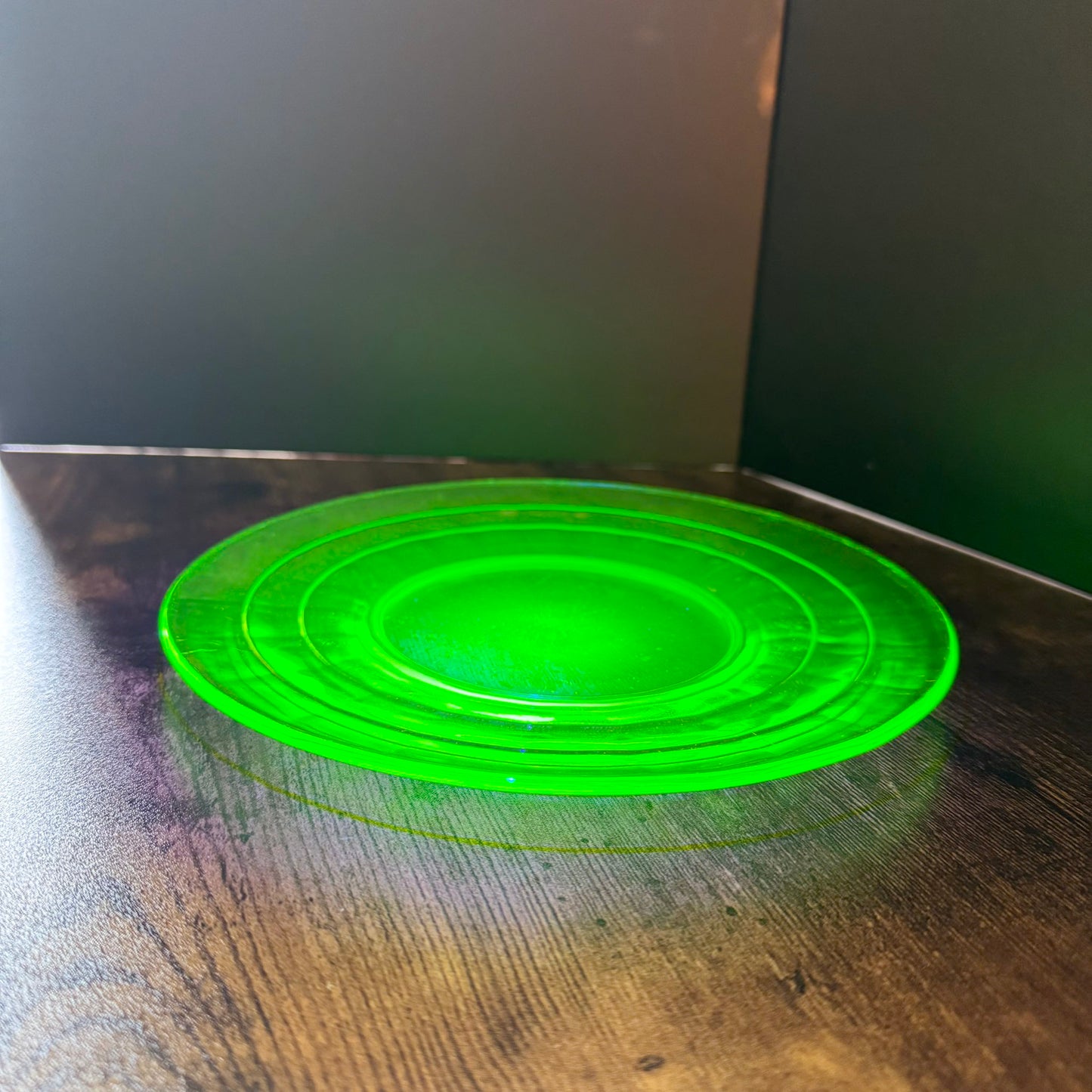 Vintage Anchor Hocking Block Optic Luncheon Plate | Green Uranium Glass