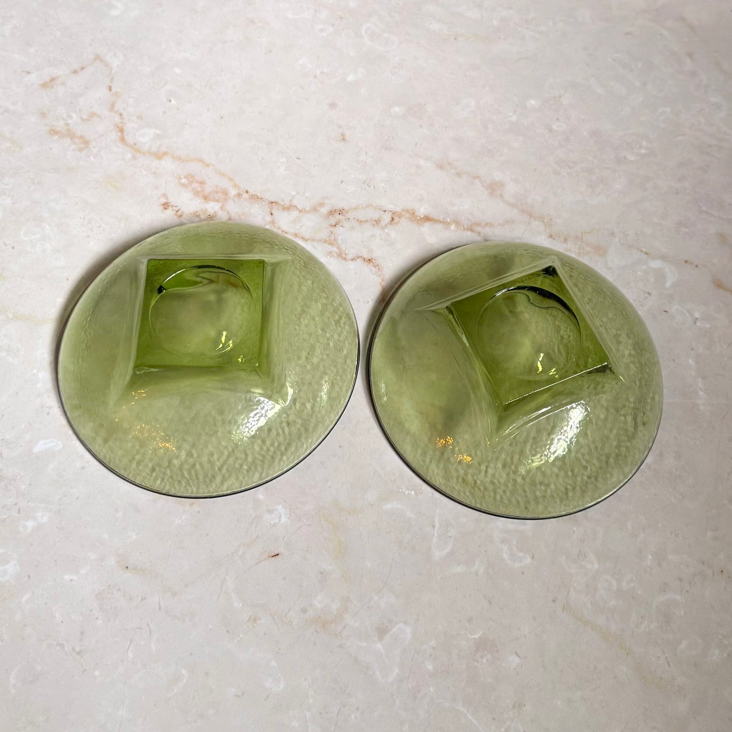 Vintage Avocado Glass Bowls (pair) | Pebbled | Hazel-Atlas