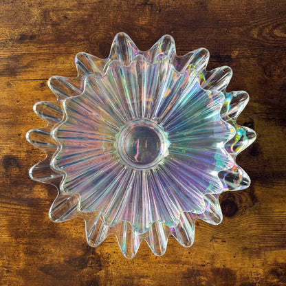 Federal Glass Celestial Bowls | Iridescent Starburst Glass | Nesting Set of 2