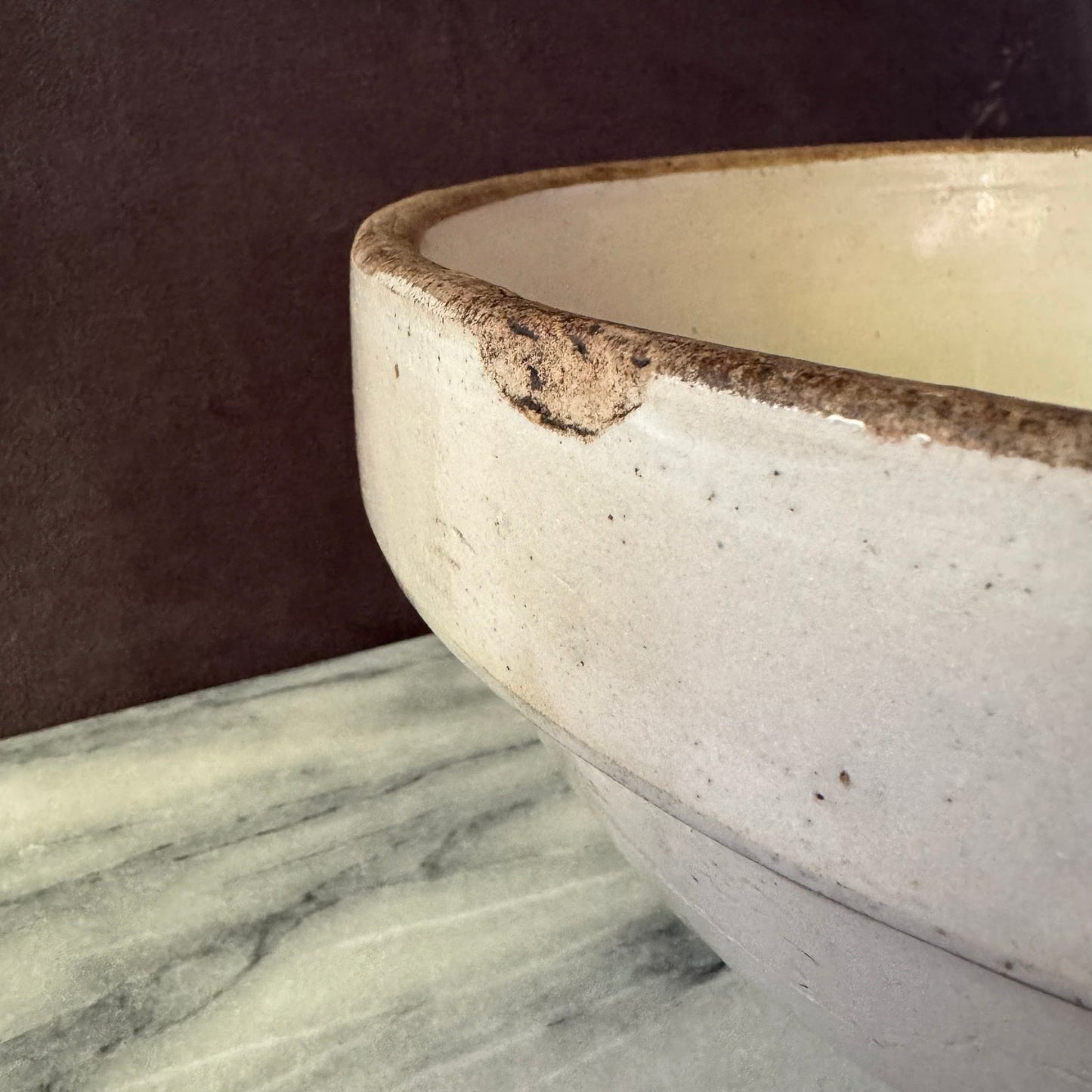 Vintage White Extra Large Earthenware Mixing Bowl | Primitive Salt Glazed | Red Wing Stoneware Company