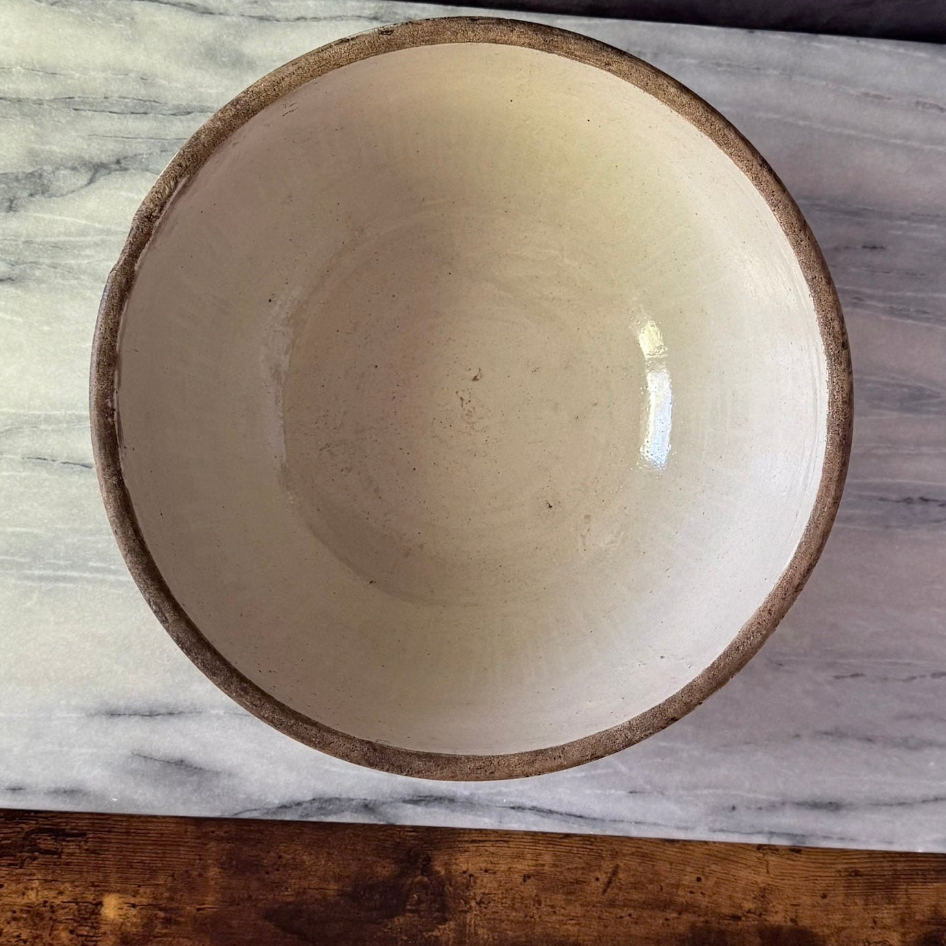 Vintage White Extra Large Earthenware Mixing Bowl | Primitive Salt Glazed | Red Wing Stoneware Company