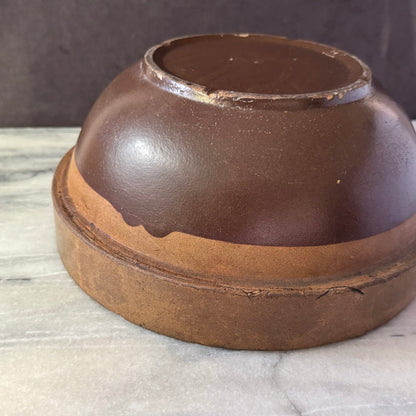 Vintage Large Brown 10.5 inch Mixing Bowl | Primitive