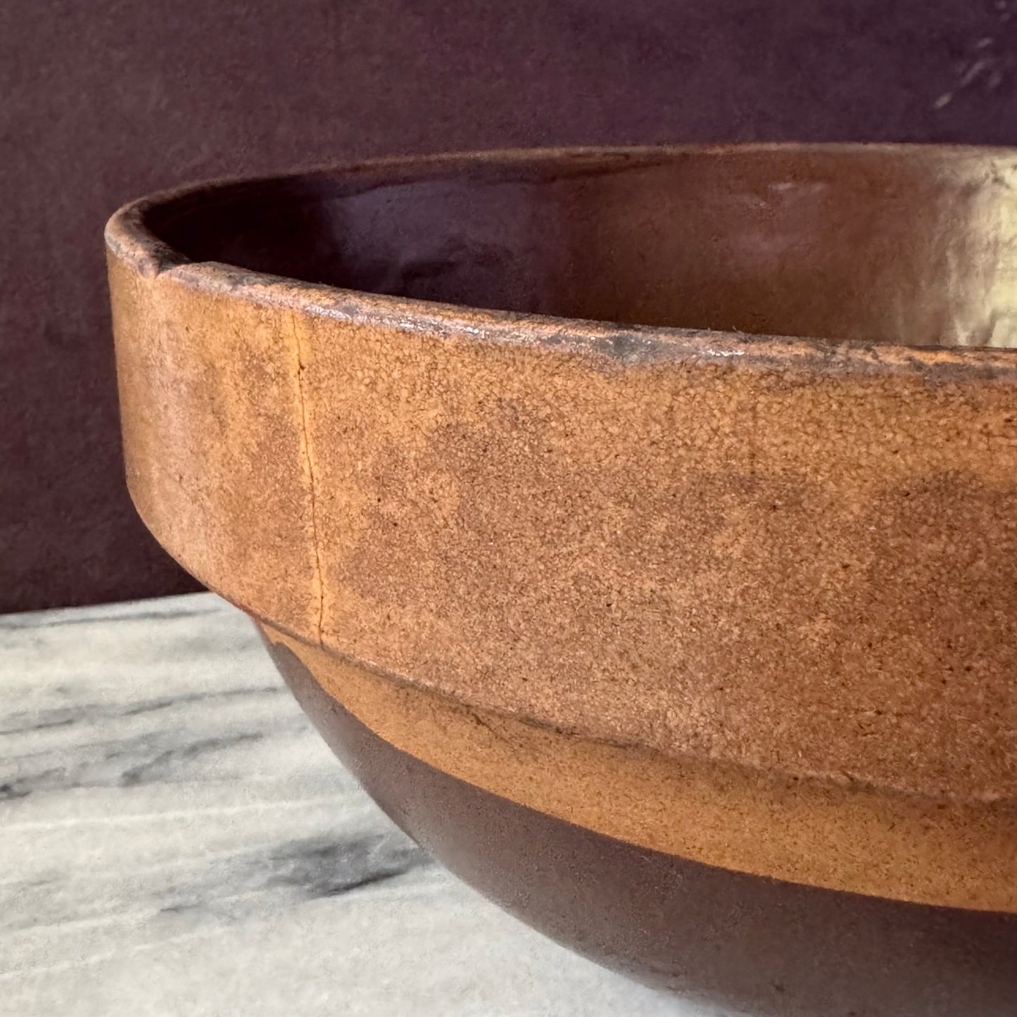 Vintage Large Brown 10.5 inch Mixing Bowl | Primitive