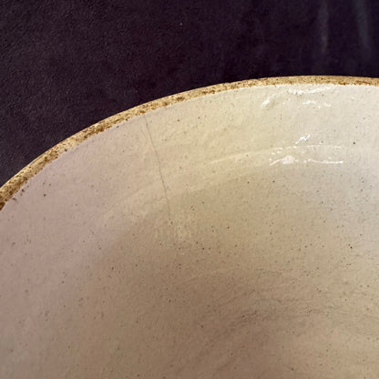 Vintage Cream Earthenware 8.25 inch | Primitive Salt Glazed | Marked USA