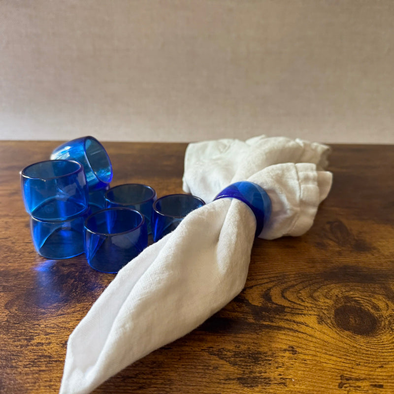 Vintage Napkin Rings | Cobalt Blue Acrylic | Set of 8