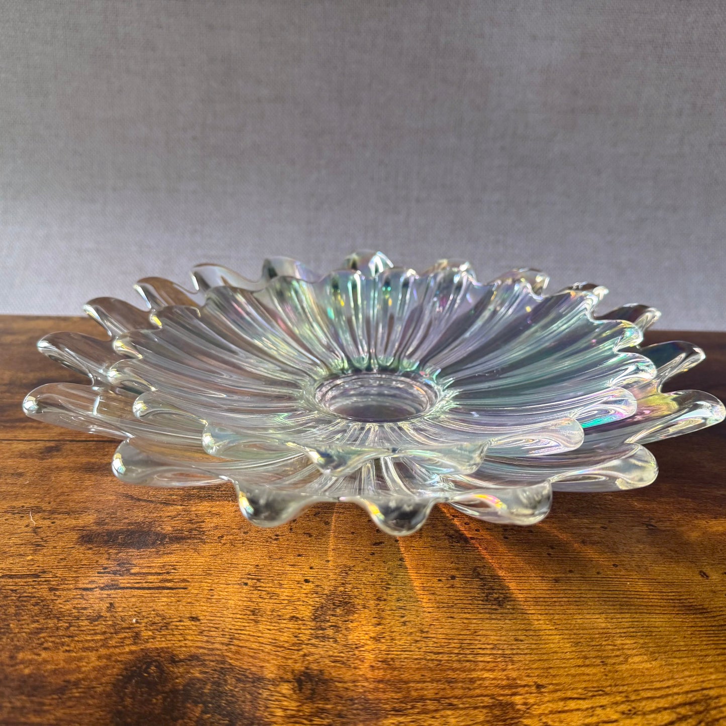 Federal Glass Celestial Bowls | Iridescent Starburst Glass | Nesting Set of 2