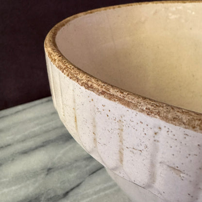 Vintage Cream Earthenware 8.25 inch | Primitive Salt Glazed | Marked USA