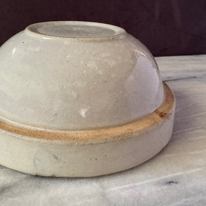 Vintage Gray Earthenware 7 inch Mixing Bowl | Primitive Salt Glazed