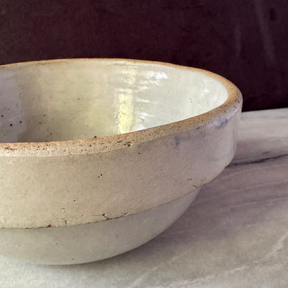 Vintage Gray Earthenware 7 inch Mixing Bowl | Primitive Salt Glazed