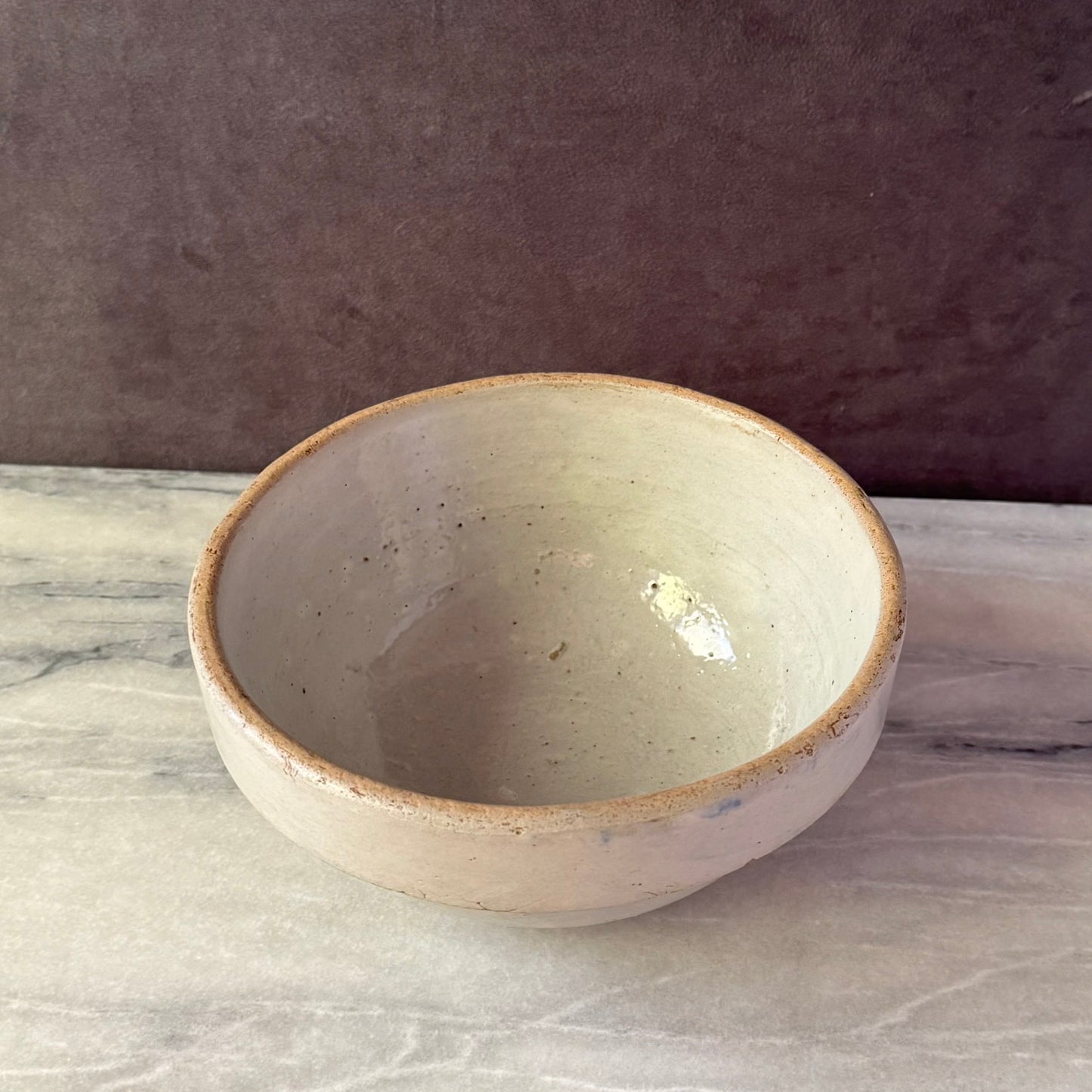 Vintage Gray Earthenware 7 inch Mixing Bowl | Primitive Salt Glazed