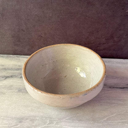 Vintage Gray Earthenware 7 inch Mixing Bowl | Primitive Salt Glazed
