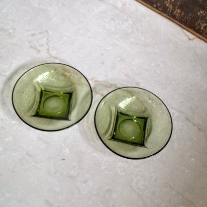 Vintage Avocado Glass Bowls (pair) | Pebbled | Hazel-Atlas