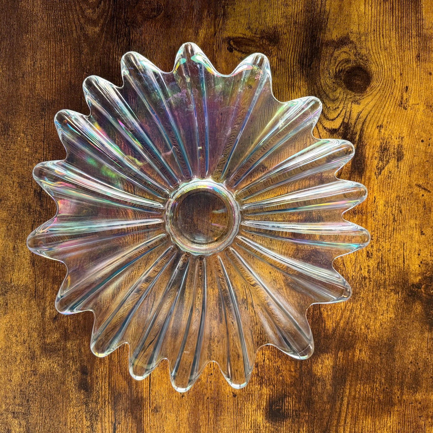 Federal Glass Celestial Bowls | Iridescent Starburst Glass | Nesting Set of 2
