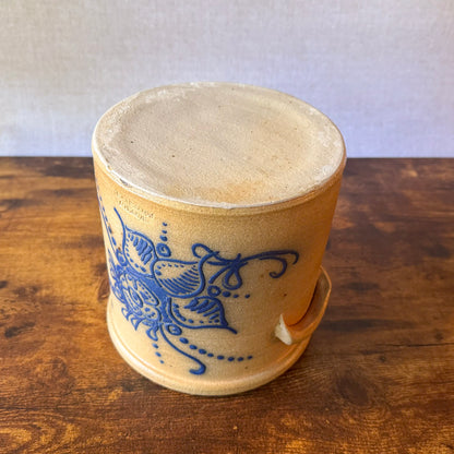 Vintage Buffalo Pottery Co. Salt-Glazed Stoneware Crock with Cobalt Floral Design