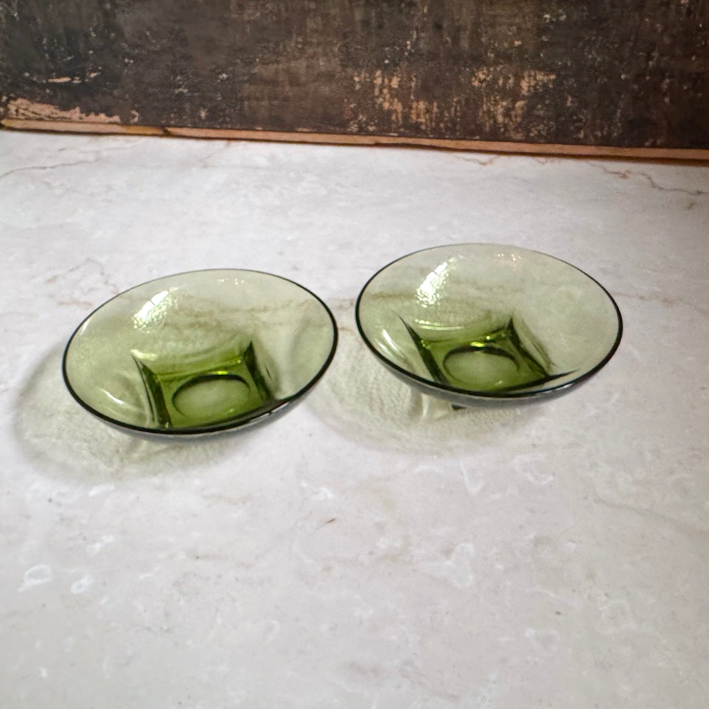 Vintage Avocado Glass Bowls (pair) | Pebbled | Hazel-Atlas