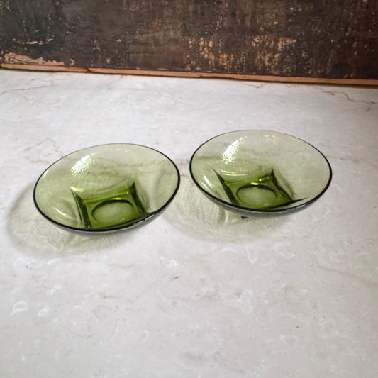 Vintage Avocado Glass Bowls (pair) | Pebbled | Hazel-Atlas