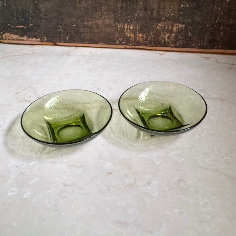 Vintage Avocado Glass Bowls (pair) | Pebbled | Hazel-Atlas
