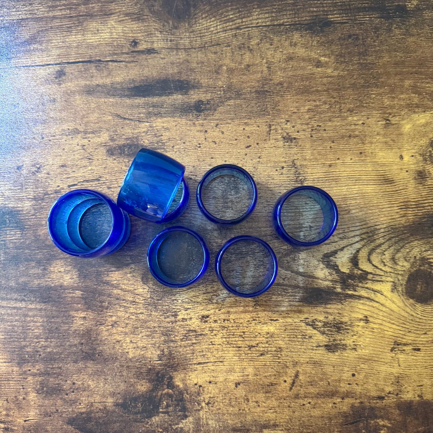 Vintage Napkin Rings | Cobalt Blue Acrylic | Set of 8