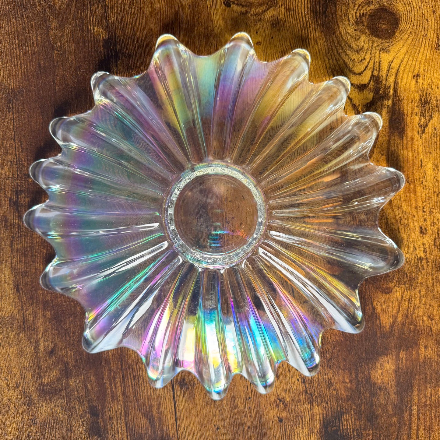 Federal Glass Celestial Bowls | Iridescent Starburst Glass | Nesting Set of 2