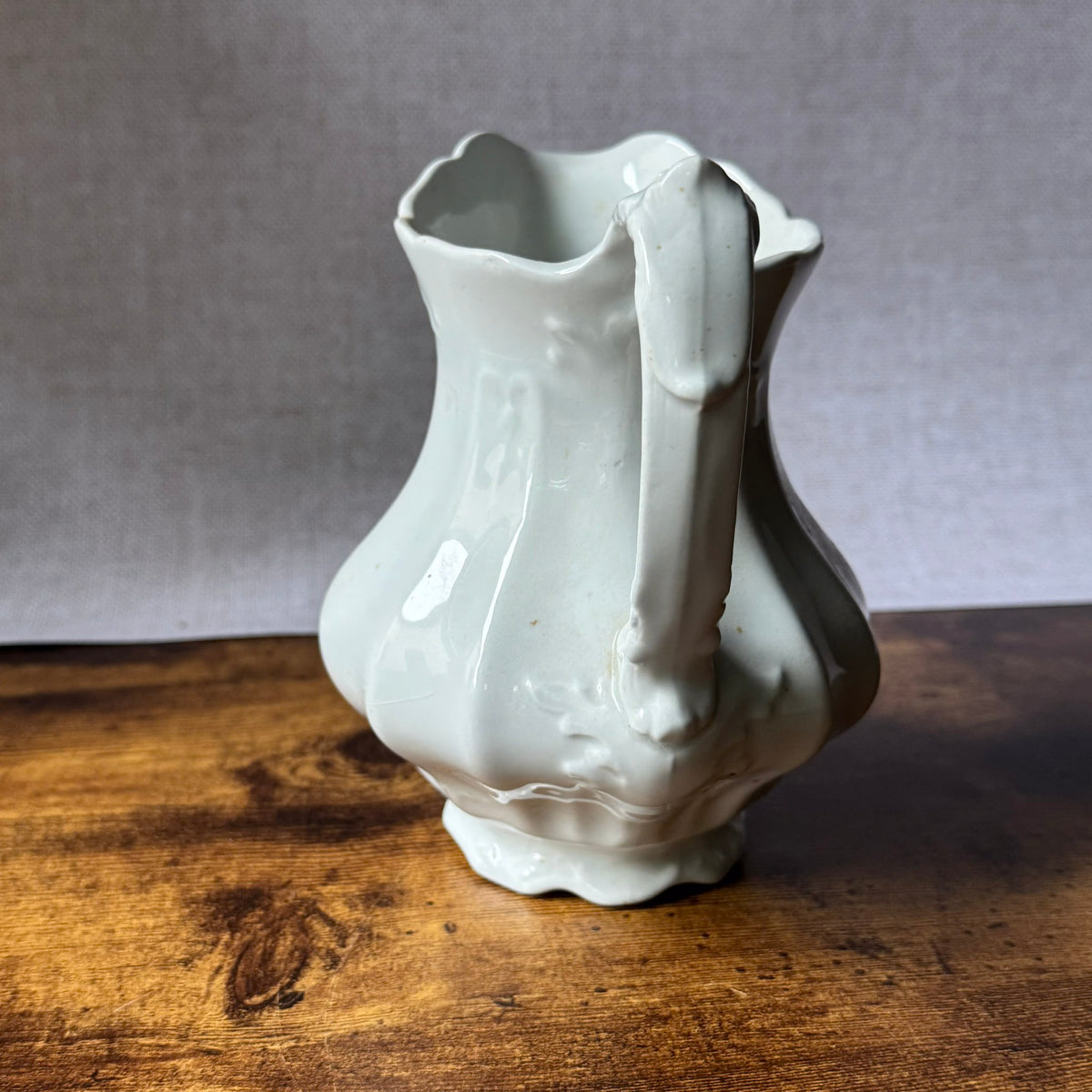 Antique White Ironstone Water Pitcher | Victorian Fluted Ironstone | Johnson Brothers