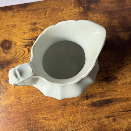 Antique White Ironstone Water Pitcher | Victorian Fluted Ironstone | Johnson Brothers