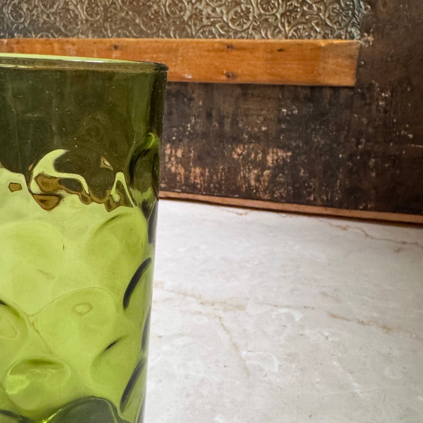 Vintage Avocado Green Tall Tumbler (Pair) | Eldorado Dots | Hazel-Atlas