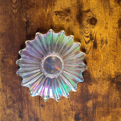 Federal Glass Celestial Bowls | Iridescent Starburst Glass | Nesting Set of 2