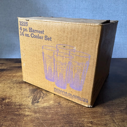 Vintage Harvest Grape Tumbler Set with Box | Carnival Glass | Indiana Glass