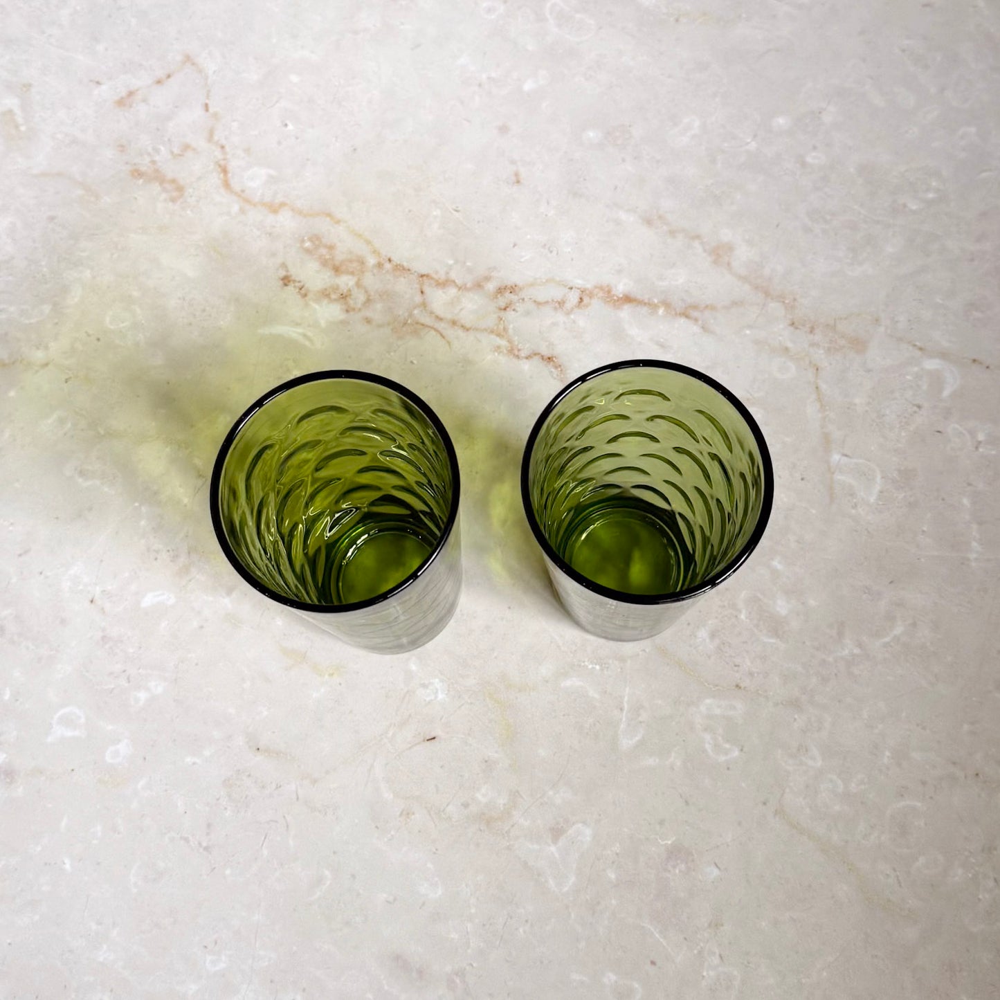 Vintage Avocado Green Tall Tumbler (Pair) | Eldorado Dots | Hazel-Atlas