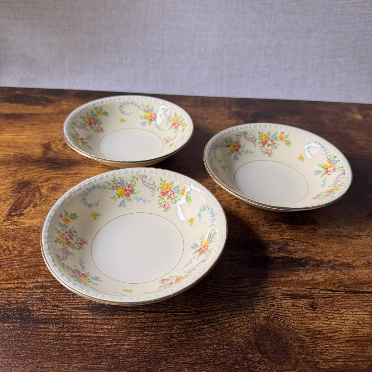 Vintage Homer Laughlin Fruit Bowls Set of 3 | Eggshell Georgian Floral