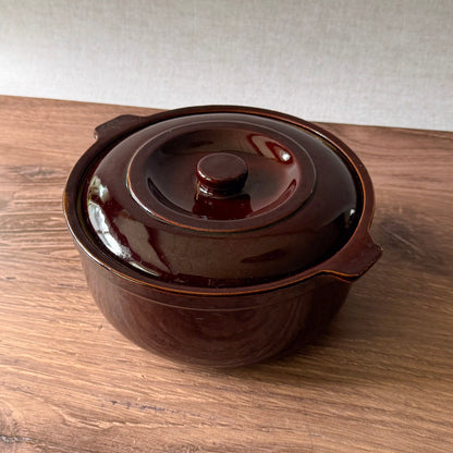 Vintage Stoneware Bean Pot | Brown Glazed Casserole Dish