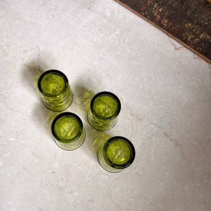 Vintage Avocado Green Rocks Tumblers (Set 4) | Eldorado Dots | Hazel-Atlas