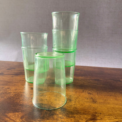 Vintage Green Uranium Glass Tumblers | UV Reactive | Set of 6