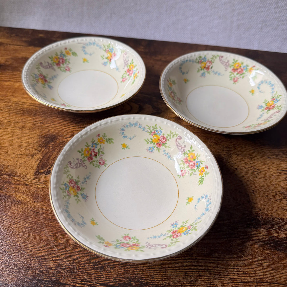 Vintage Homer Laughlin Fruit Bowls Set of 3 | Eggshell Georgian Floral