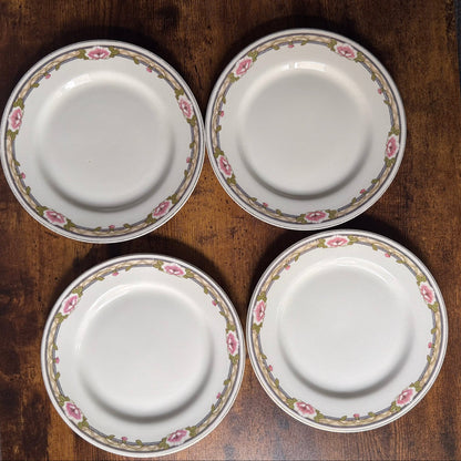 Vintage Johnson Brothers JB348 Salad Plates Set of 4 | Pink Floral Transferware