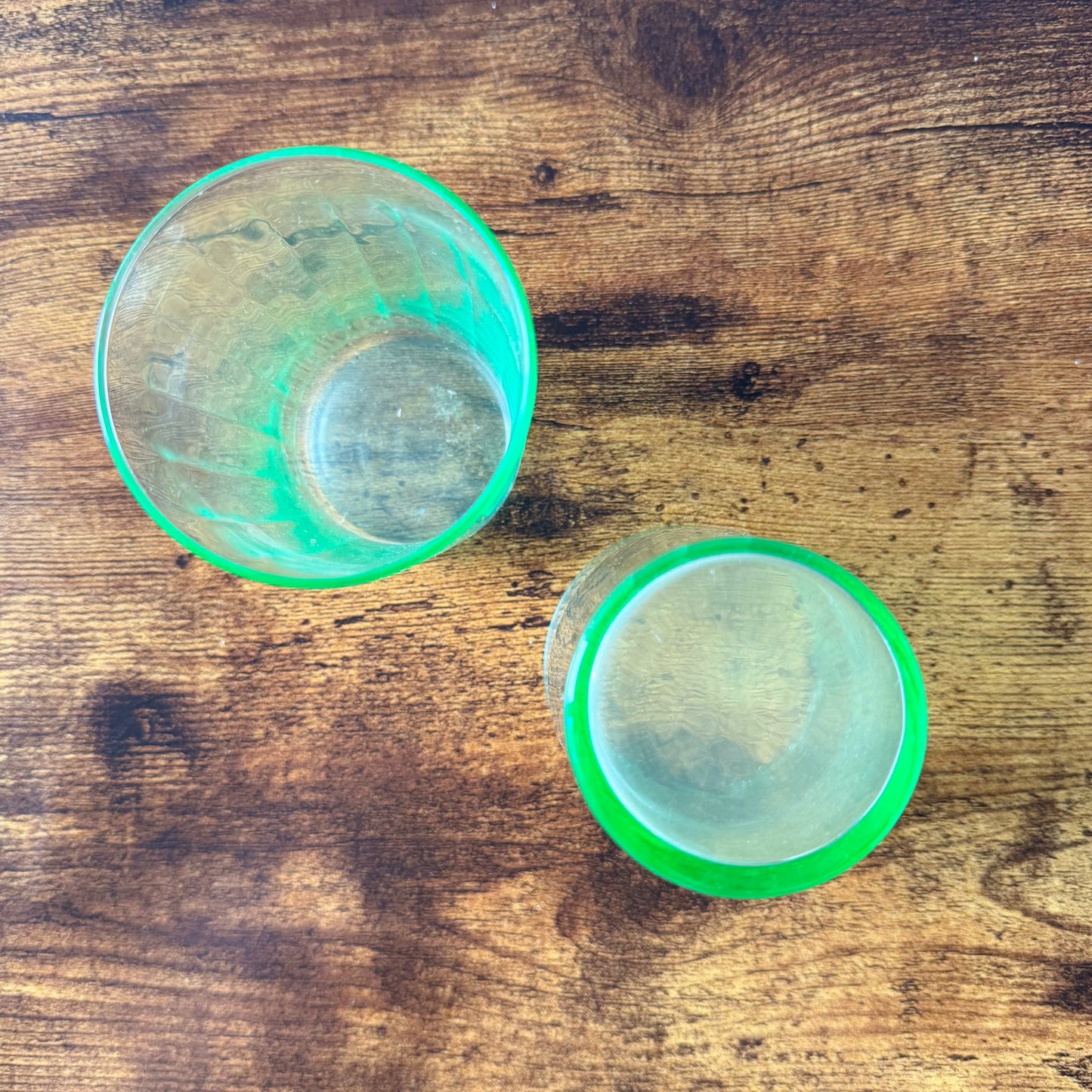 Vintage Green Uranium Glass Tumblers | UV Reactive | Set of 6