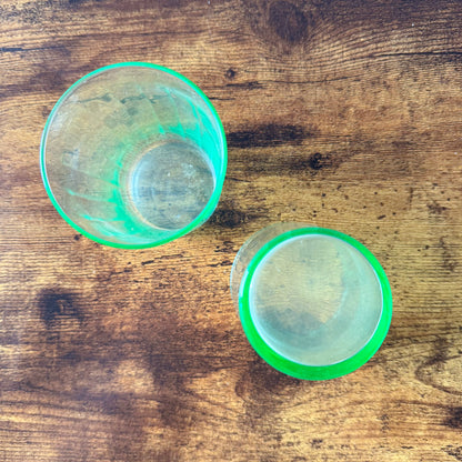 Vintage Green Uranium Glass Tumblers | UV Reactive | Set of 6