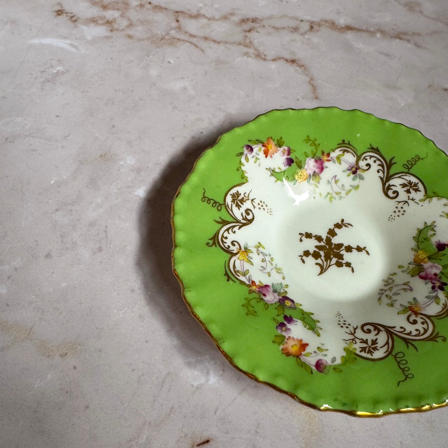 Vintage English Floral Gilt Bonbon Dish | Bone China | Coalport England