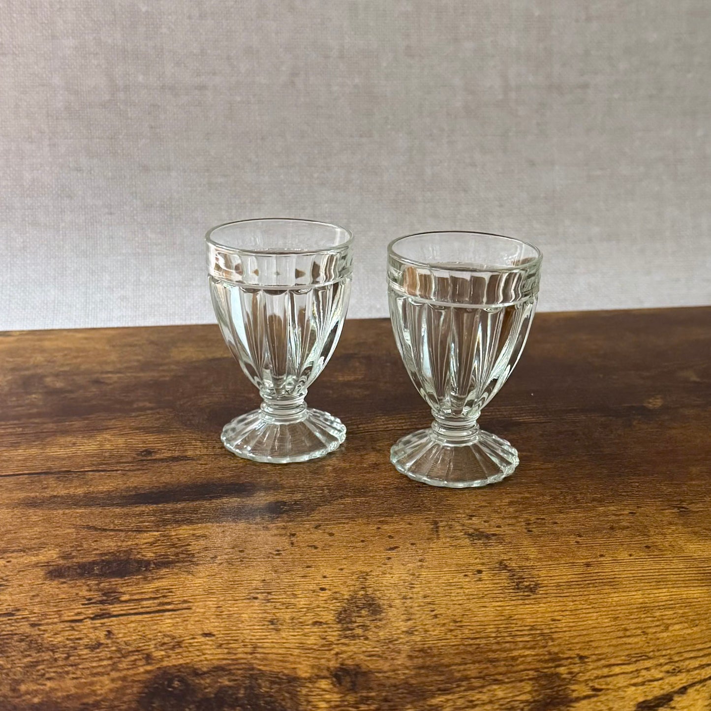 Vintage Small Goblets | Clear Ribbed Glass | Set of 4