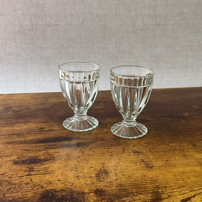 Vintage Small Goblets | Clear Ribbed Glass | Set of 4