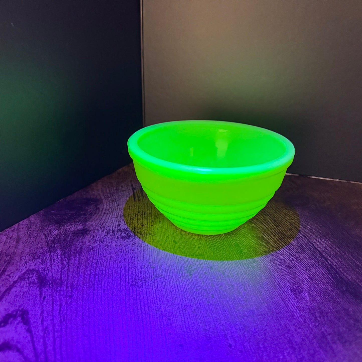 Vintage Jeannette Jadeite Beehive Bowl | Uranium Glass | Ribbed Green Glass