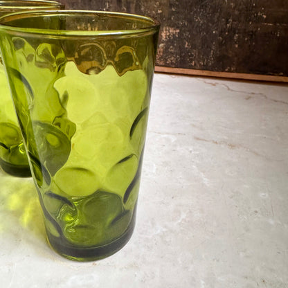 Vintage Avocado Green Tumbler (Single) | Eldorado Dots | Hazel-Atlas
