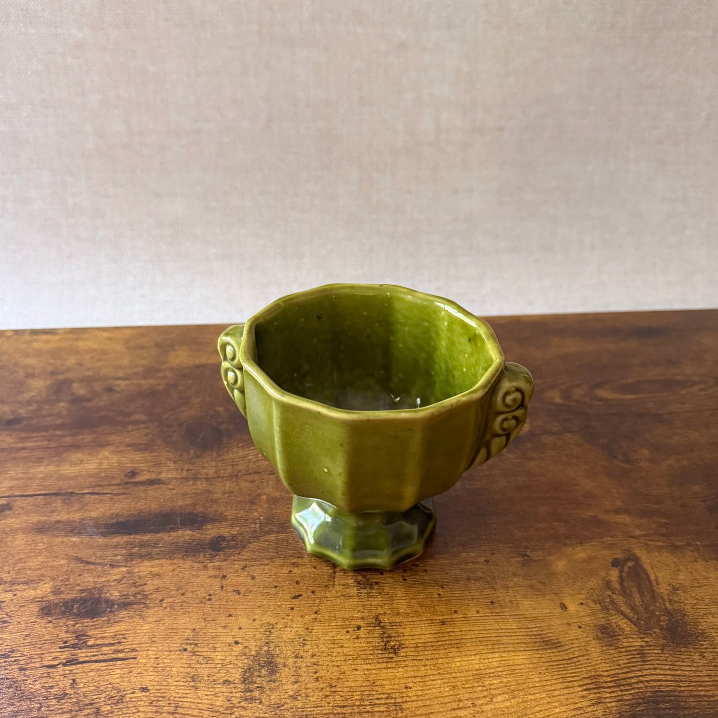 Vintage Green Footed Planter | Art Pottery Cachepot