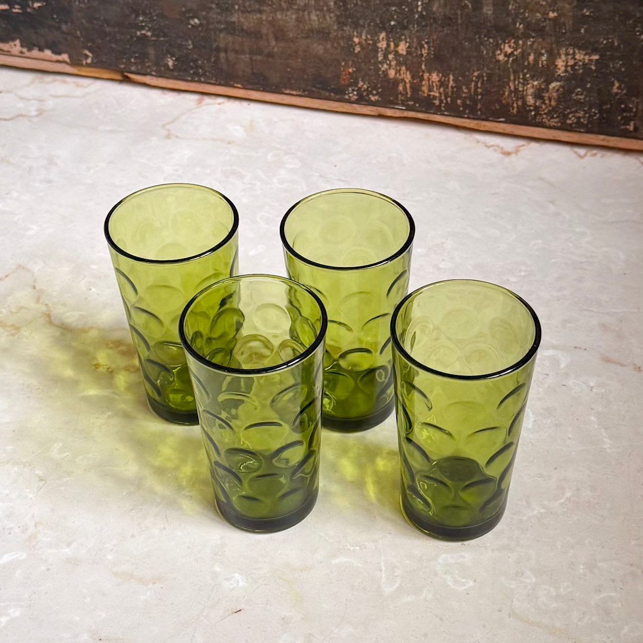 Vintage Avocado Green Tumbler (Single) | Eldorado Dots | Hazel-Atlas