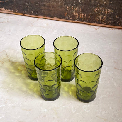 Vintage Avocado Green Tumbler (Single) | Eldorado Dots | Hazel-Atlas