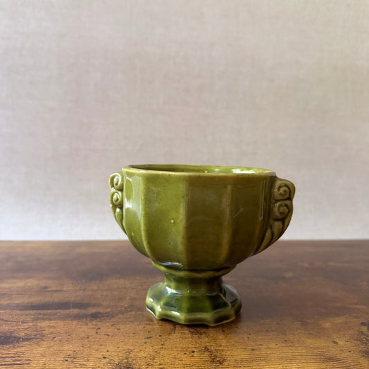 Vintage Green Footed Planter | Art Pottery Cachepot