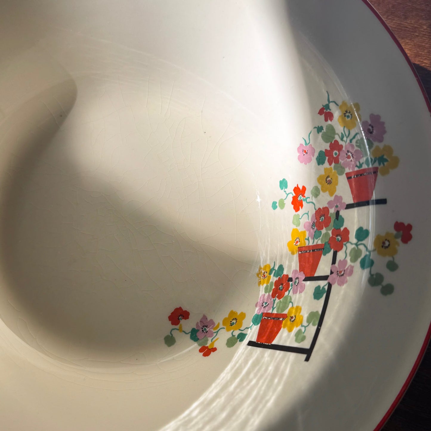 Vintage Floral Serving Bowl | Art Deco | Edwin M. Knowles "Penthouse"