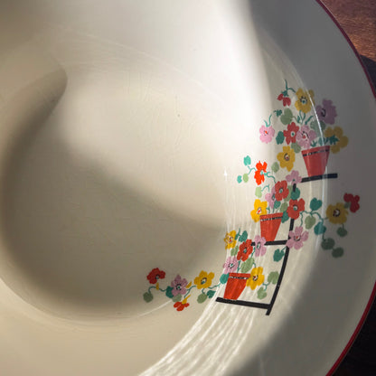 Vintage Floral Serving Bowl | Art Deco | Edwin M. Knowles "Penthouse"