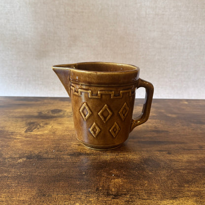 Vintage Monmouth Western Stoneware Pitcher | Geometric Diamond Relief
